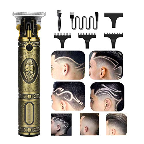 VIVIUPUP Hair Clippers for Men?Hair Cutting Kit Rechargeable Cordless Close Cutting T-blade Trimmer 0mm Baldheaded Hair Trimmer for Men Zero Gapped Detail Beard Shaver Barbershop (Bronze)