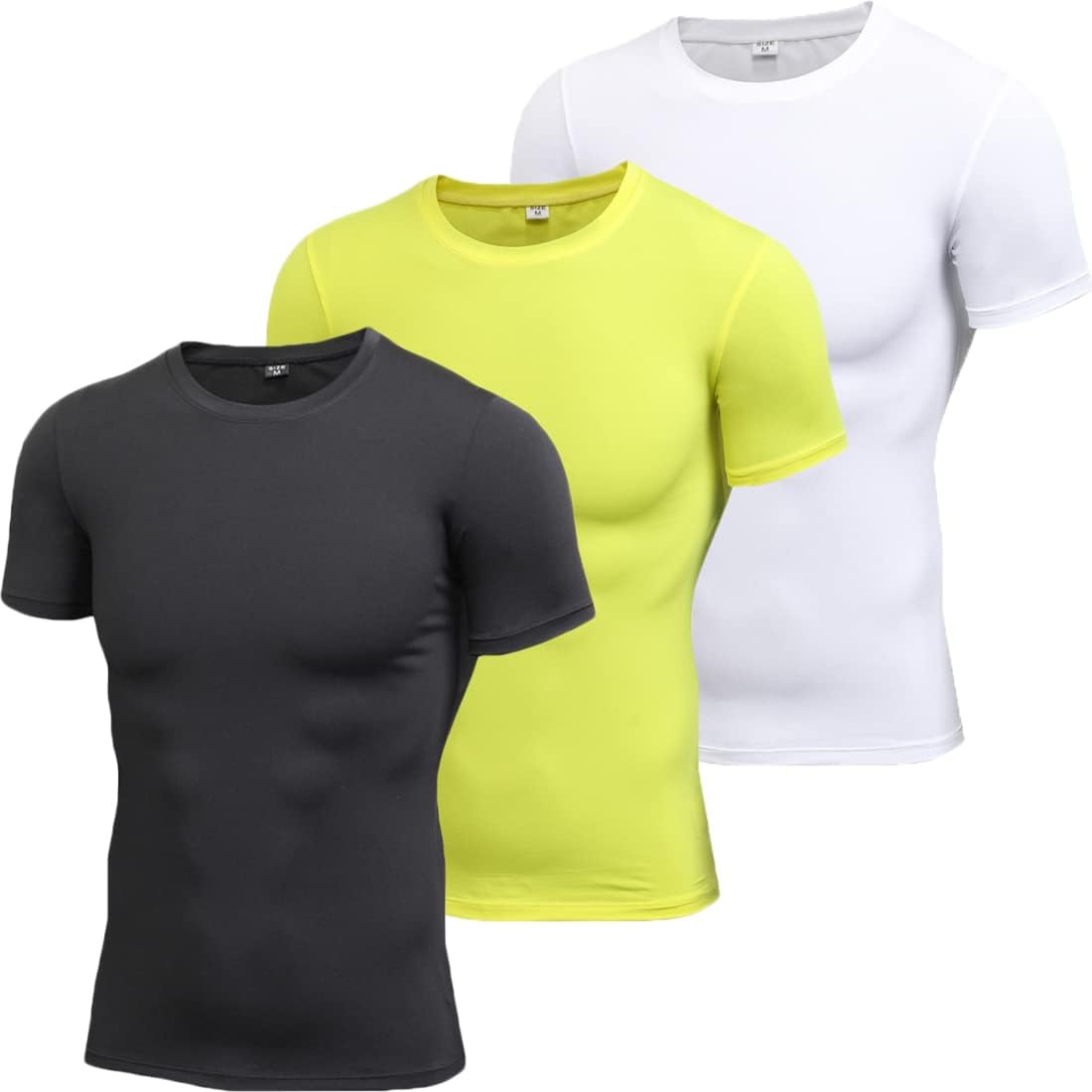 Hotfiary Men's Athletic Compression Shirts Short-Sleeve Baselayer Tops Quick Dry Workout Shirt for Sports Running