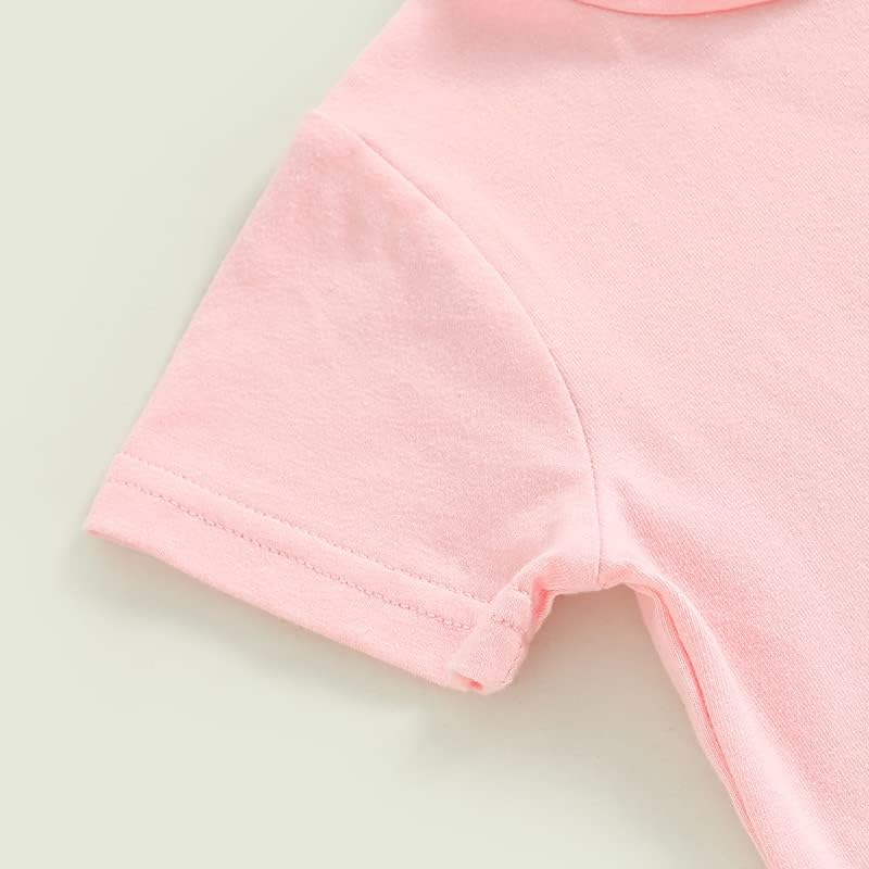 YINGISFITM Baby Girl Easter Outfit Bunny Print Short Sleeve Tee Tshirt Pants Toddler Bell Bottoms Summer Clothes 2Pcs Set - Image 4