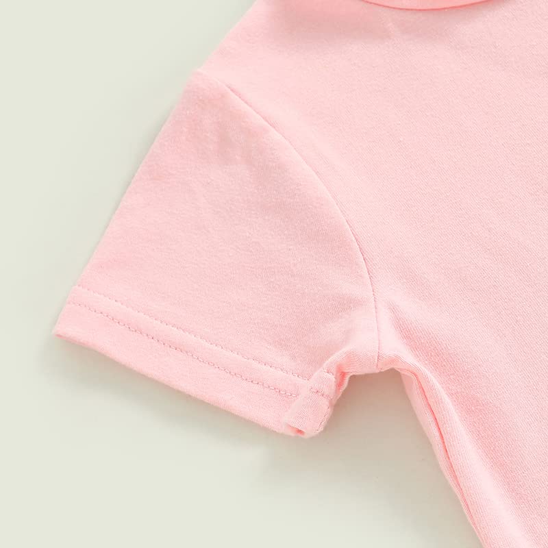 YINGISFITM Baby Girl Easter Outfit Bunny Print Short Sleeve Tee Tshirt Pants Toddler Bell Bottoms Summer Clothes 2Pcs Set4