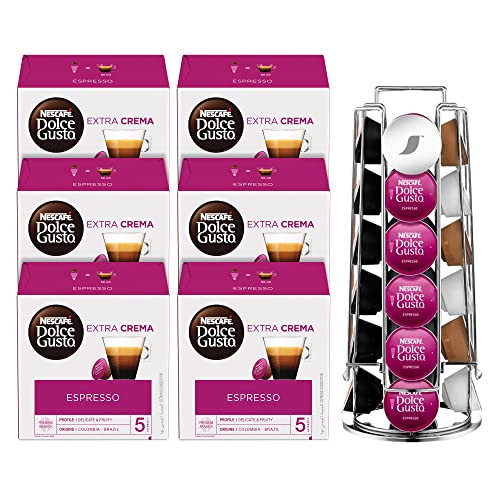 NESCAFE DOLCE GUSTO Espresso Coffee 16 Capsules Pack of 6 with NDG Capsule Holder