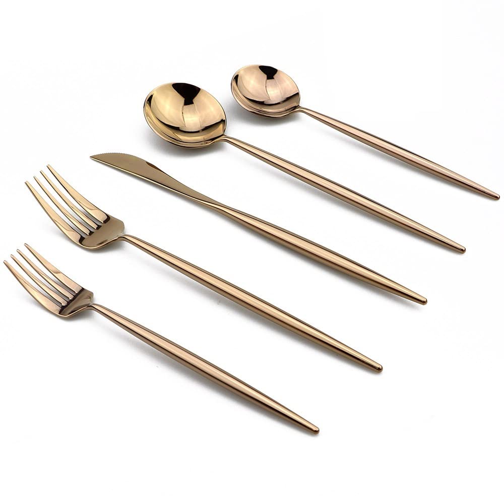 Besteckset, Besteck-Set, 20-teiliges, 304 Edelstahl, Geschirr-Set(Rose Gold)