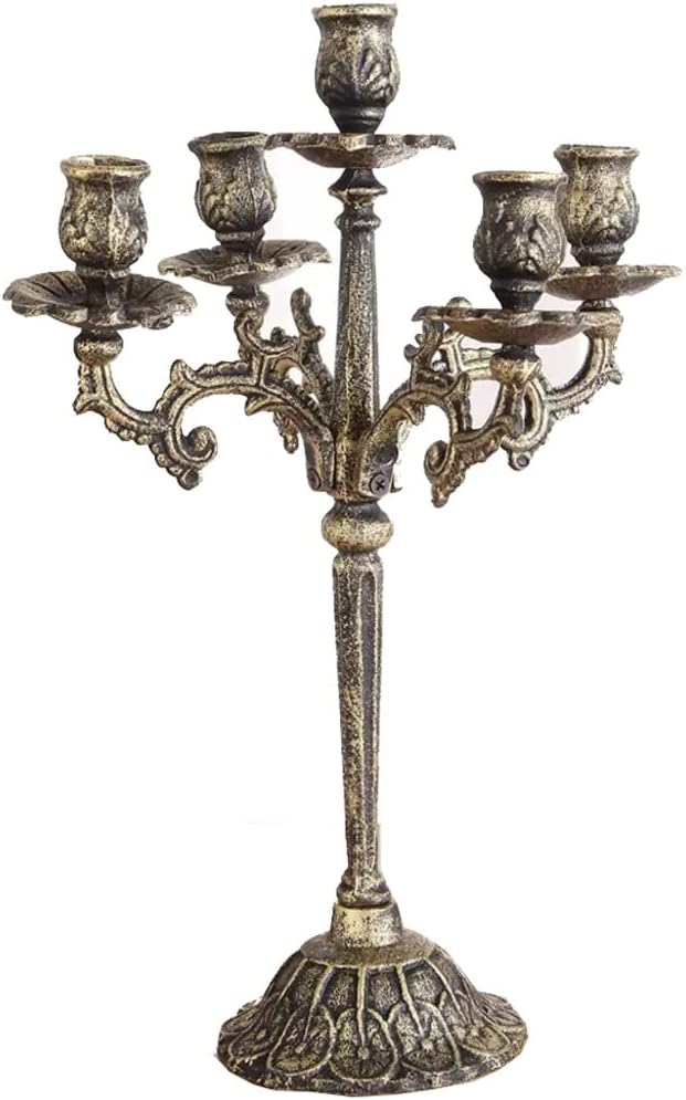 European Retro Candlestick cast Iron Carved Wax Table Antique Candle Home Wedding Decoration