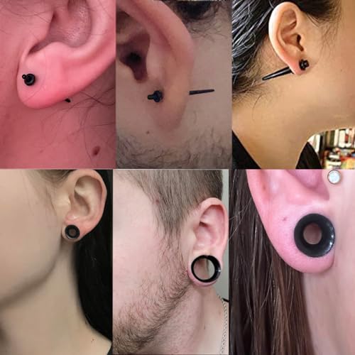 Huacan Dehnstäbe 1-10mm Silikon Tunnel Set 3mm 4mm 5mm 6mm 8mm 10mm 12mm 14mm 16mm 18mm 20mm Tunnels Acryl Dehnset 40 Stück Ohr Plug Expander für Frauen Damen Herren