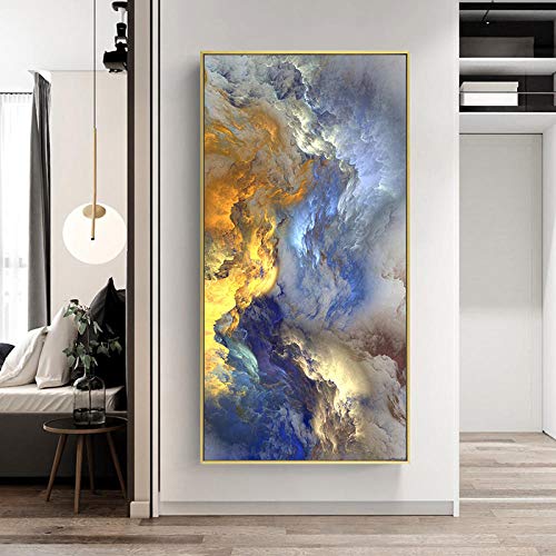NLZNKZJ Abstrait coloré nuages peinture murale Vertical Rectangle toile art impression salon affiche art sur le mur 40x80 cm sans cadre