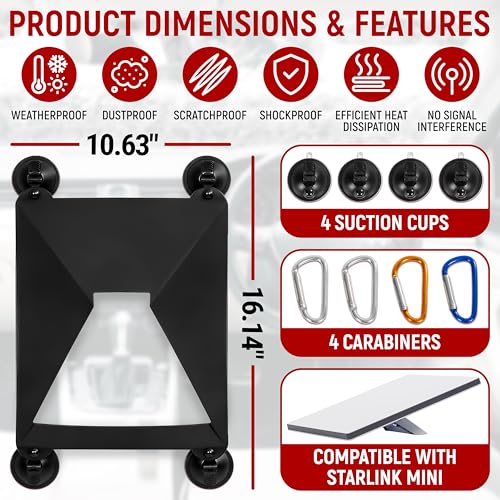Silicone Mount Compatible with Starlink Mini, Tool-Free Suction Cup Mount, 2-in-1 Satellite Mounting Kit with Protective Silicone Case, Suction Cups and Hooks for Car Windows, RVs, and Outdoor Travel by Granatan - Image 6