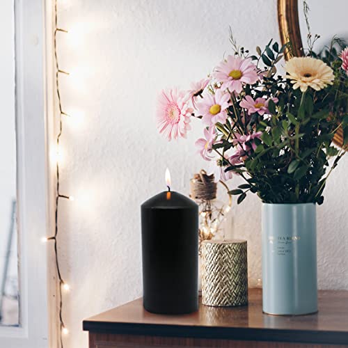 Missyo 70 Hour Long Burning Unscented Pillar Candles, Dripless And Smokeless Candles For Home Weddings Restaurant Spa Church - Black, 3X6 Inch, 3 Pack #TOP6