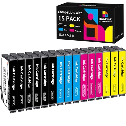 Hookink 604XL Cartucho de Tinta Compatible con Epson 604XL 604 XL Multipack para Epson XP 2200 para XP 3200 XP 3205 XP 4200 XP 4205 XP 2200 XP 2205 WF 2910 WF 2930 WF 2935 WF 2950 (15 Pack)
