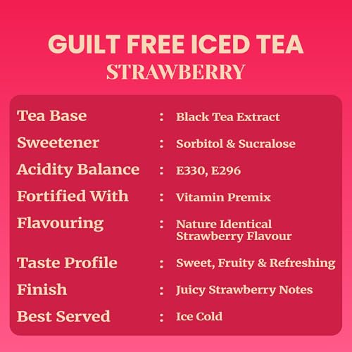 Image of Impulse Coffees Guilt Free Iced Tea Strawberry | Iced Tea Powder Drink Mix | Zero Refined Sugar, Low Calorie, Strawberry Flavour | 20g x 20 Sachets (400g)