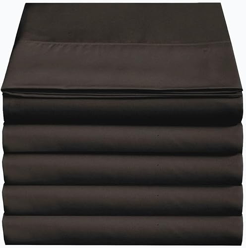 4U'LIFE Sábanas encimeras (paquete de 5), microfibra ultra suave y cómoda (paquete de 5, individual, marrón oscuro)