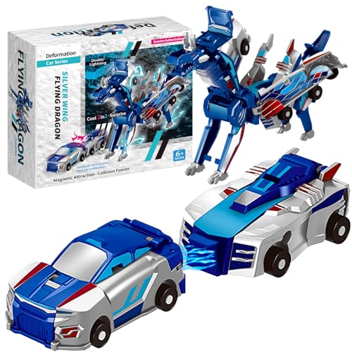 Vibbang 2 Stück Einhorn Roboter, Transformierendes Auto Roboter Spielzeug, Unicorn Cars Spielzeug, Kollision Deformation Kombinierter Roboter, Einhorn Auto Roboter Set