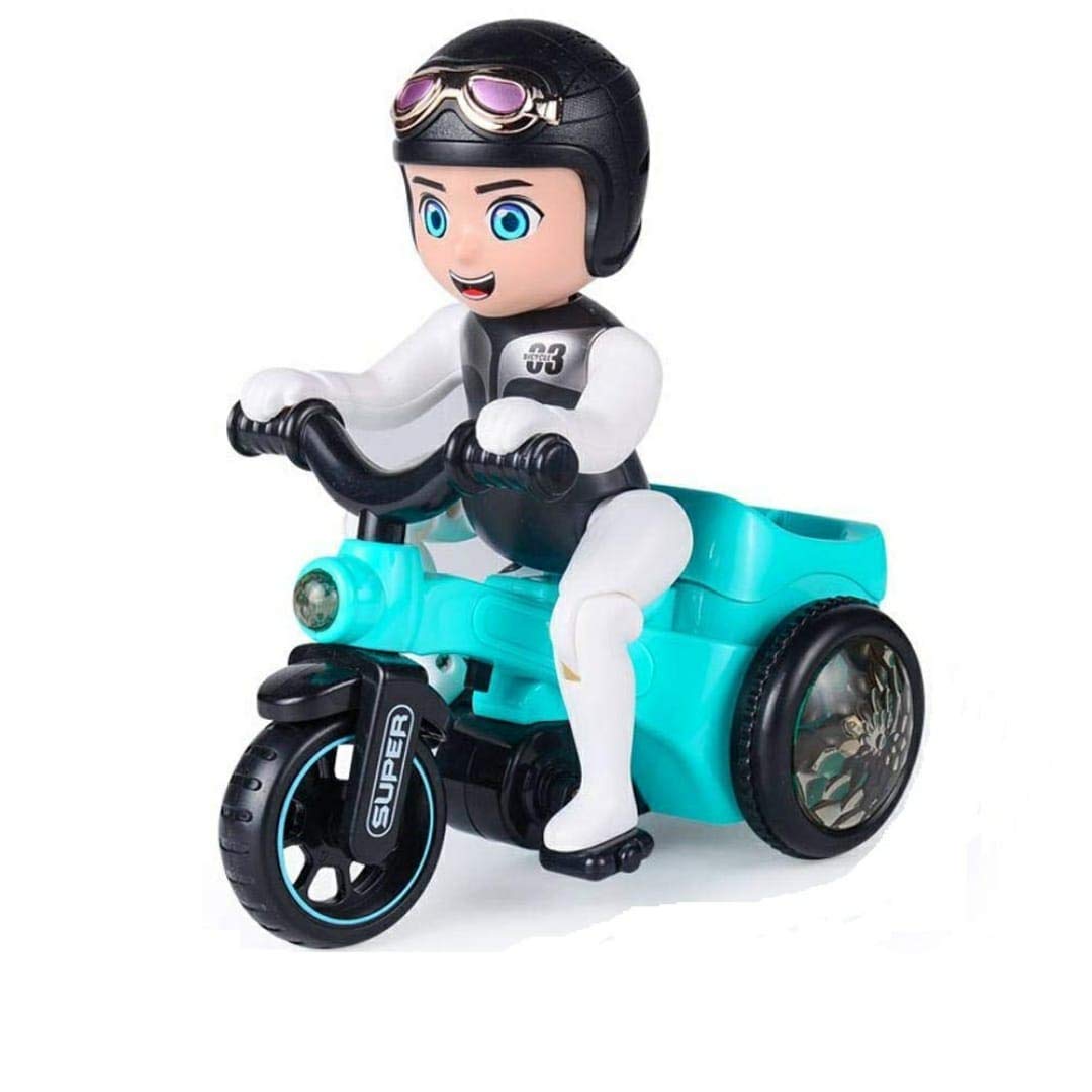 Globular Colorful Cartoon Tricycle 360 Degree Rotating Spot Stunt Toy Electric Motorcycle Lights and Sound Vehicles Toys, Mini Stunt Boy Scooter, Three Wheeled Bicycle for Toddlers Toy-image-7