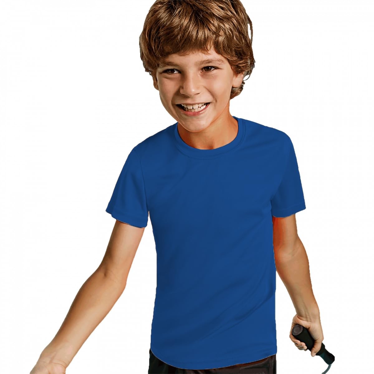 KINKIES Camiseta Deporte Manga Corta Cuello Redondo para niños y niñas - Camiseta Deportiva Tejido Control Dry Flexible, Ligera y cómoda