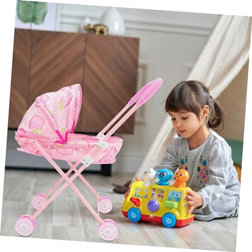 BESPORTBLE Kleiner Puppenwagen mit Stauraum Bewegliches Modell aus Sicheren Materialien mit Glattem Griff für Rollenspiel und Puppenpflege für Mädchen und Jungen – Bild 4