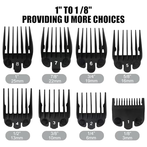 Suifaqi 8-Pack Professional Hair Clipper Guide Combs Set for W*ahl6102, 2150, 2151, 2171, 2170, 2160, 2110, 21062, 6130, 8591, 8148, 1919, 8504, 6200, 6211, 2240, 2241, 2111