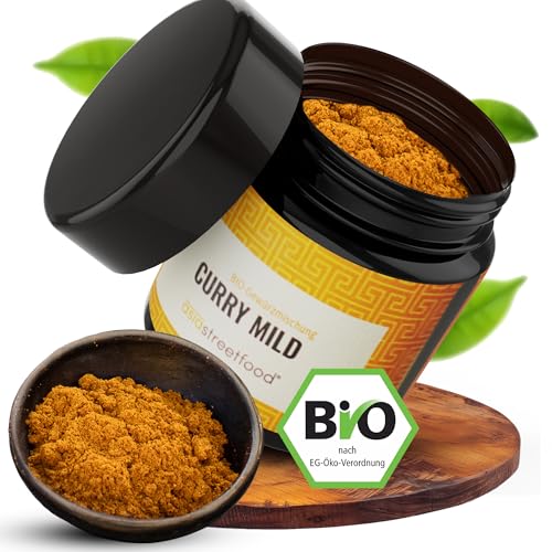 asiastreetfood Curry-Pulver mild Bio 45 g – Fein abgestimmte Gewürzmischung für Currys, Marinaden & Grillgerichte – Asia-Gewürzpulver mit sanfter Schärfe – Curry-Gewürzmix in Bio-Qualität