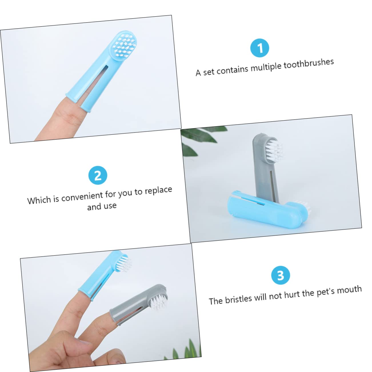 BESPORTBLE Pet Care Kit Double-Head Pet Toothbrush Fingertip Brushes for Cats Dogs Easy to Use