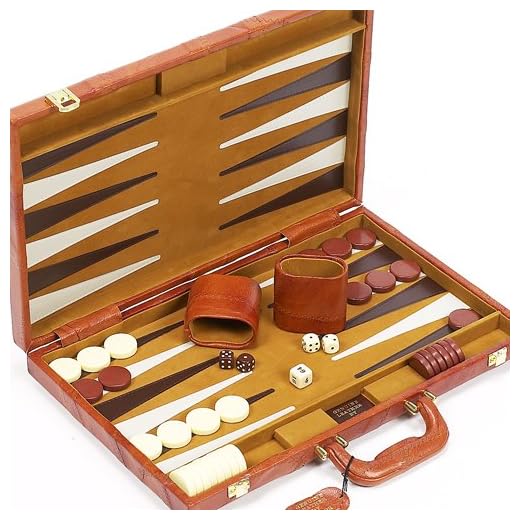 Madison Avenue Genuine Leather Backgammon Set