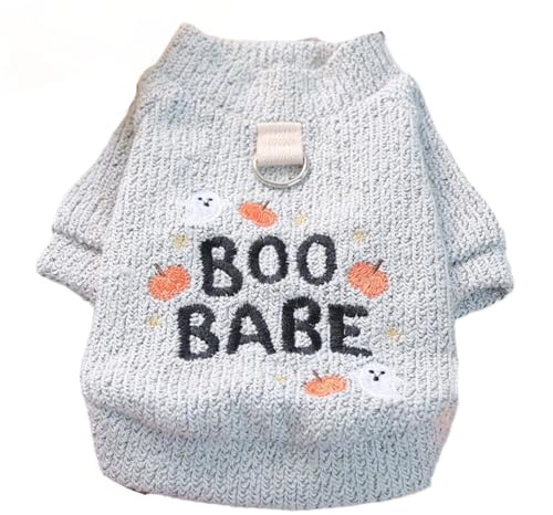 ICOUCHI 犬 ハロウィン服 犬 服 秋冬 防寒 暖かい ドッグウェア ニットセーター トイプードル おしゃれ 小型犬 中型犬 チワワ 猫 洋服 散歩着 記念撮影お出かけ 部屋着 ペット服 (XL,グレー)