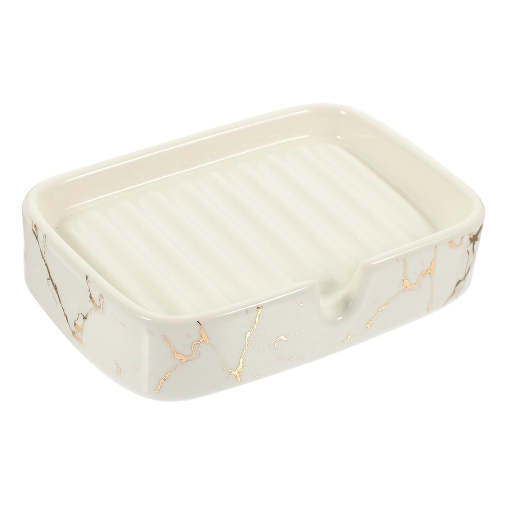 Qyleee One Color Holder For Shower Elegant Marble Soap Holder Self-Draining Ceramic Bath Dishes For Shower Stand For Kitchen