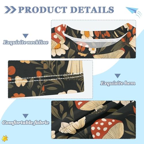 Mushroom Flowers Girls Bathing Suit Sun Protection Workout Shirts Swimwear Beach Tops 3T3