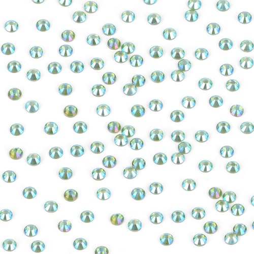 Image of Bymitel Hotfix Crystal Rhinestones Round Gems Iron on DIY Jewelry Making Flat Back for Crafts, Peridot AB, 4.8mm(SS20 /1440pcs)