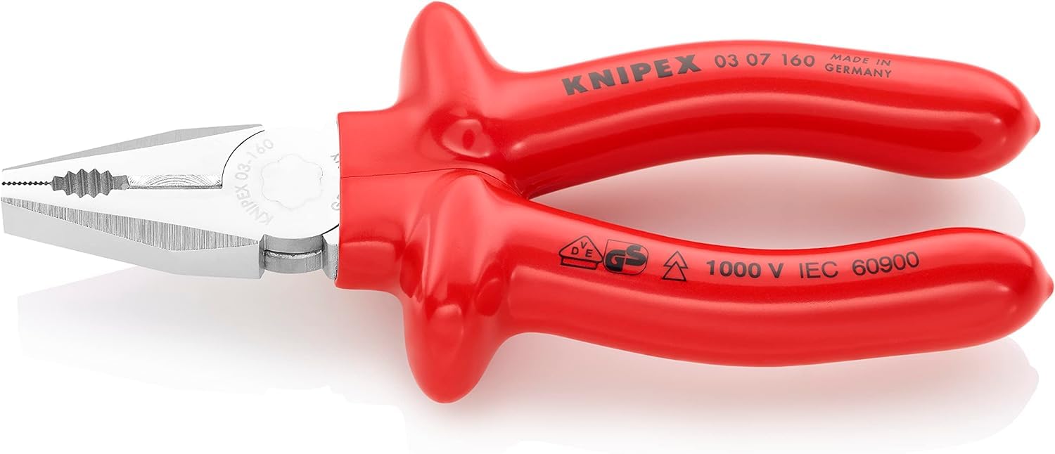 Knipex Red Combination Pliers 1000V-Insulated (160 Mm) 03 07 160
