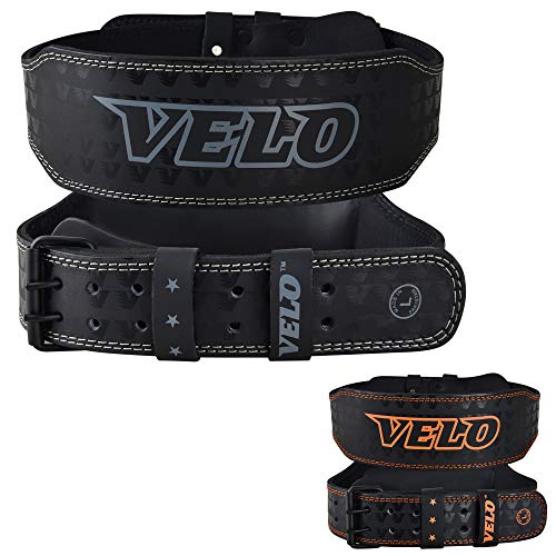 VELO - Cinturón de cuero para levantamiento de pesas (4 pulgadas, correa de apoyo, para ejercicios de entrenamiento y ejercicios de entrenamiento para ejercicios duros)
