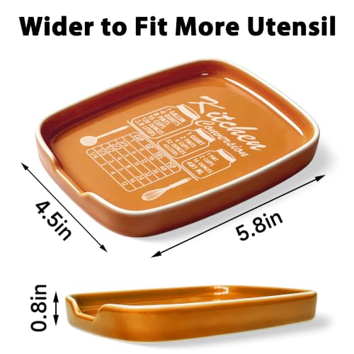 Image of Orange Spoon Rest for Stove Top, Ceramic Spoon Holder for Kitchen Counter | Funny Large Cooking Utensil Rest, Conversion Chart Modern Farmhouse Kitchen Decor and Accessories for Cooking Lovers