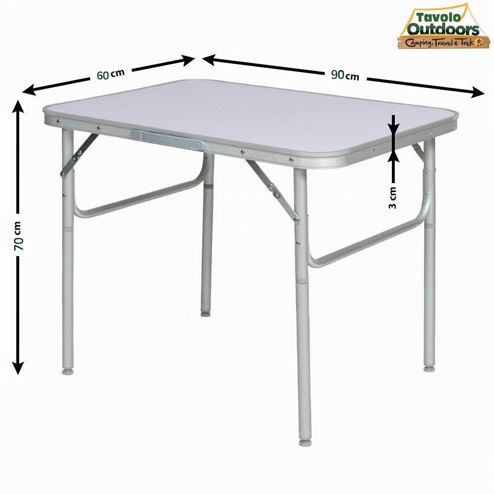 BAKAJI Mesa Camping Picnic de Aluminio Plegable en maletín para Playa o jardín (90 x 60 x 70 cm)