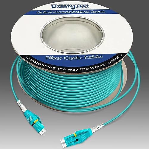 Bangun 61 Meters Uniboot OM3 Fiber LC to LC Fiber Optic Cable, 10GB Multimode Fiber Patch Cable Duplex 50/125, 200 feet, LSZH Aqua