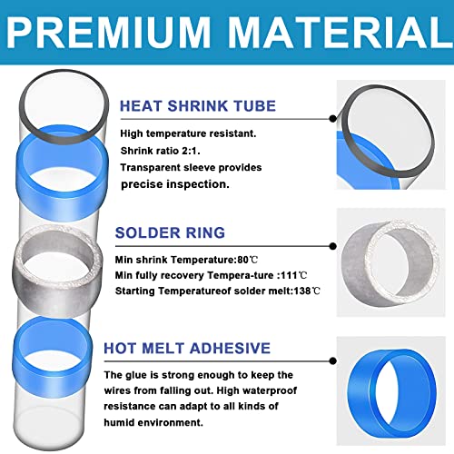 Plustool PLUSTOOL2022-22 800Pcs Solder Seal Wire Connectors,Plustool Self-Solder Heat Shrink Butt Connectors,Solder Sleeve Waterproof Insulated Wire Connectors,Electrical Butt Splice Wire Terminals thumb #2