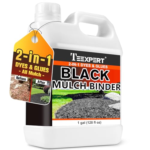 Teexpert Black Mulch Adhesive, 2-in-1 Dye and Glue, Heavy Duty Landscape Adhesive, Concentrated Colorant for Wood Chips, Cypress, Garden Beds, Long Lasting Fast...