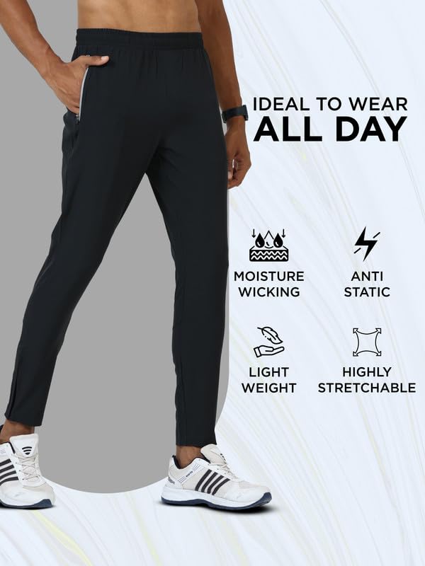 Image of JOLGER Premium Track & Jogger Pants for Men - Style and Performance with Light Weight, Sweat-Wicking Fabric - Perfect for Workouts, Casual Outings Trendy Athletic Wear with Reflective Zipper Pockets