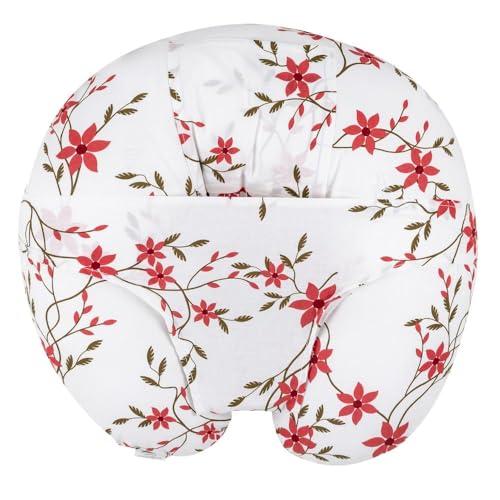 Image of Wakefit Feeding Pillow for New Born Baby | 3 Months Warranty | 5 in 1 Nursing Pillow with Belt and Hoop for Breastfeeding with Cotton Removable Cover | Sakura White