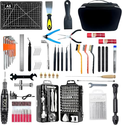 201 PCS 3D Printer Tools Kit 3D Printing Accessory Kit with Password Lock Storage Bag 3D Printer Accessory Complete Multi-Tool Set-Removing Tools Cleaning Tools Preprocessing Tools Finishing Tools