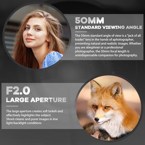 50mm F2.0 Full Frame Prime Lens for Nikon Z Mount | Fast AF, Large Aperture, Lightweight | Wide Angle Standard Prime Lens Compatible with Nikon Z8, Z9, Z6II, Z7II, Z5, Z50, ZF, Z30 Mirrorless Cameras