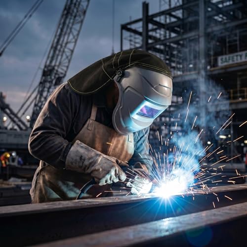 Image of Welding Helmet Cover, Flame Retardant Neck Shield with Press Fit Seal, Anti-Glare Heat Resistant Protective Sleeve Compatible with Most Standard Welding Helmets