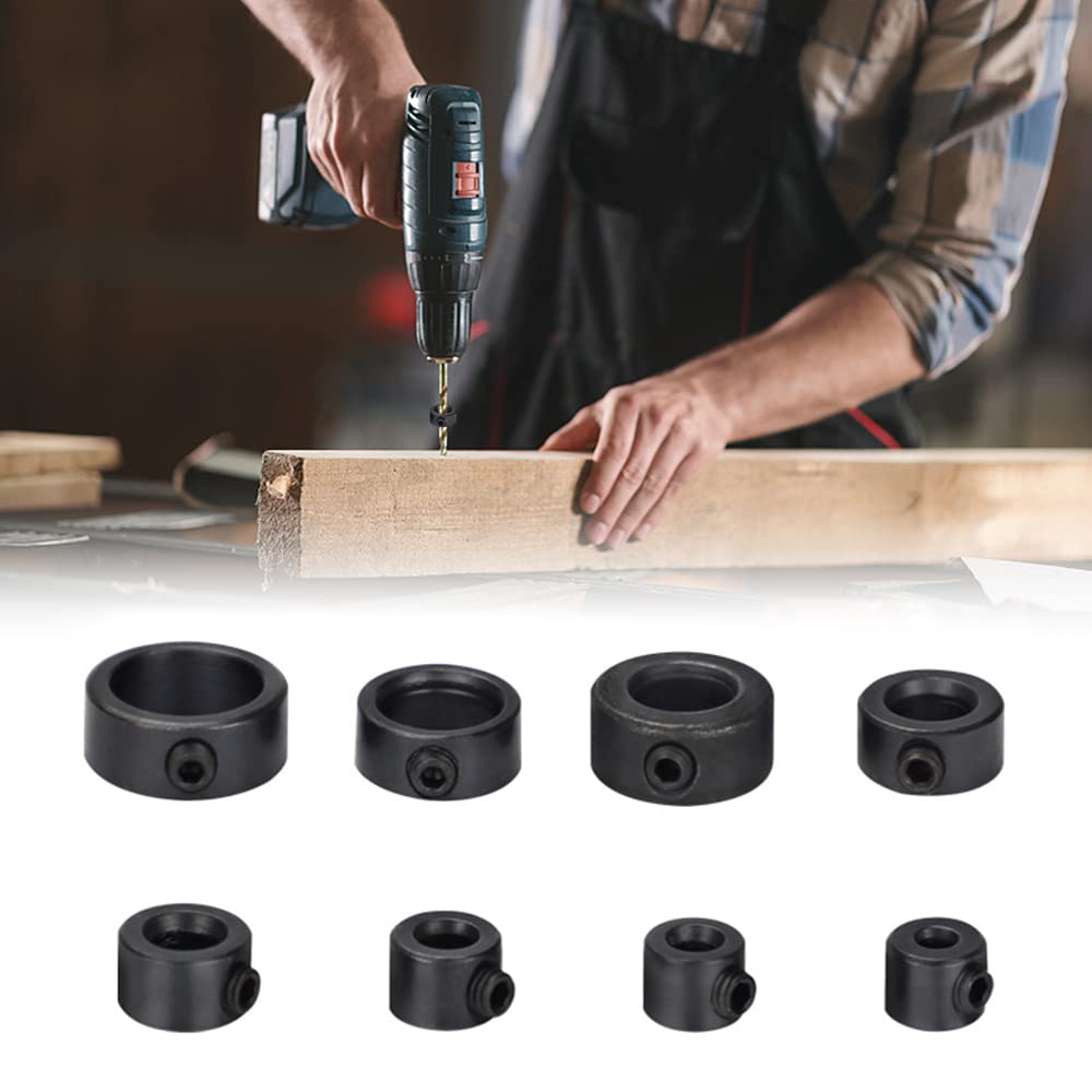 8 Pezzi Stop di profondità Trapano,Anelli per Punte Trapano,con la Chiave Esagonale,Anelli di Arresto Profondità,Profondità Anello Posizionatore,3-16 mm,per Controllare la Profondità di Perforazione