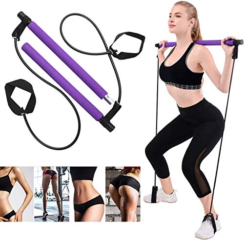 OZMI Portable Pilates Bar Kit with Exercise Resistance Band, Exercise Pilates Bar