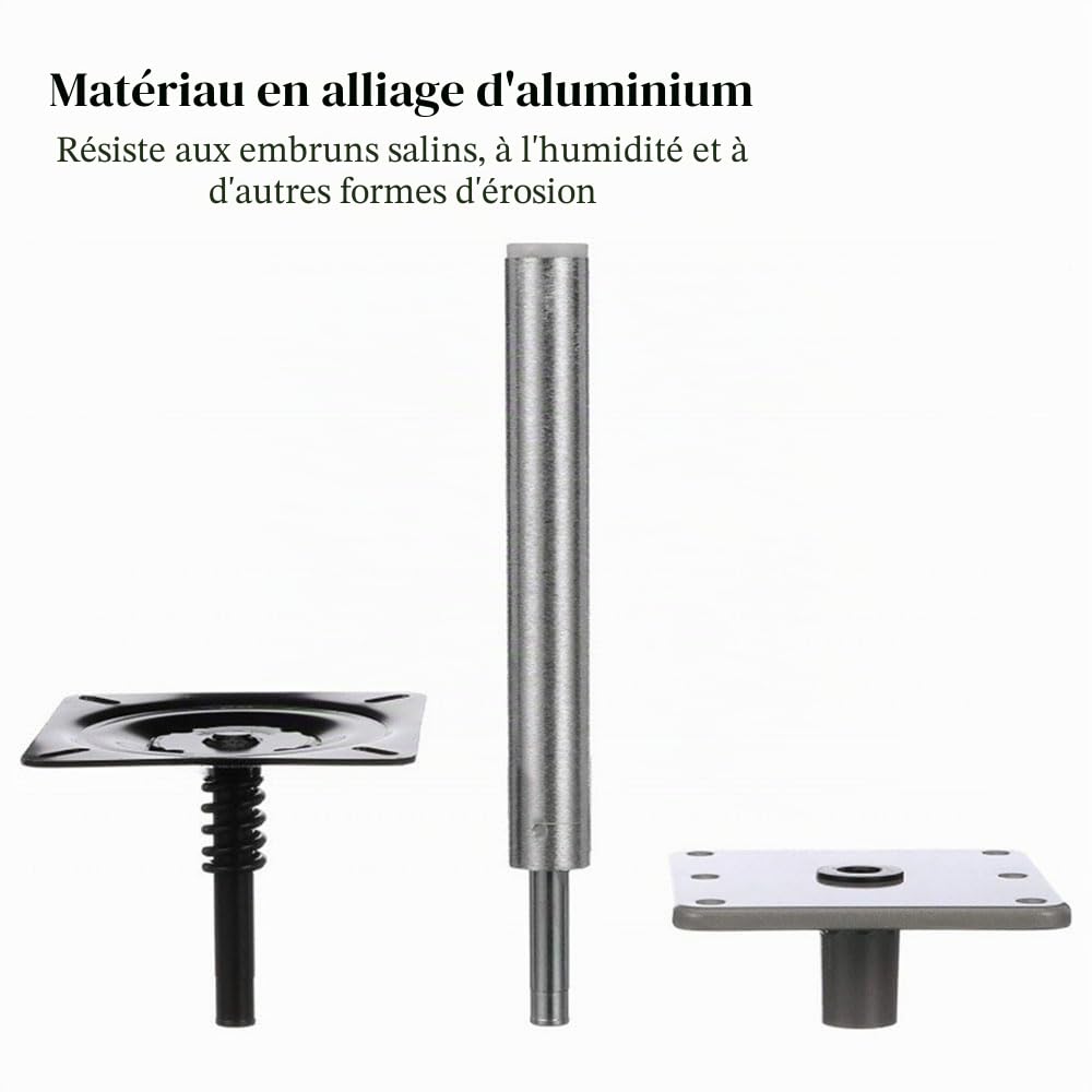 Base de siège de bateau avec pivot, en alliage d'aluminium antidérapant, base robuste pour sièges de bateau, siège de capitaine et sièges de pêche pour une utilisation en mer (1)