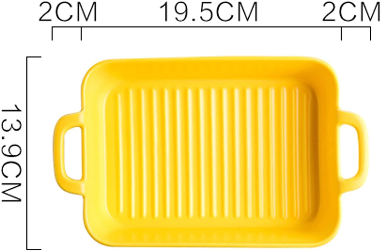Baking Ceramic Baking Dish Cookware Dish for Household Oven Breakfast Lasagna(Yellow)