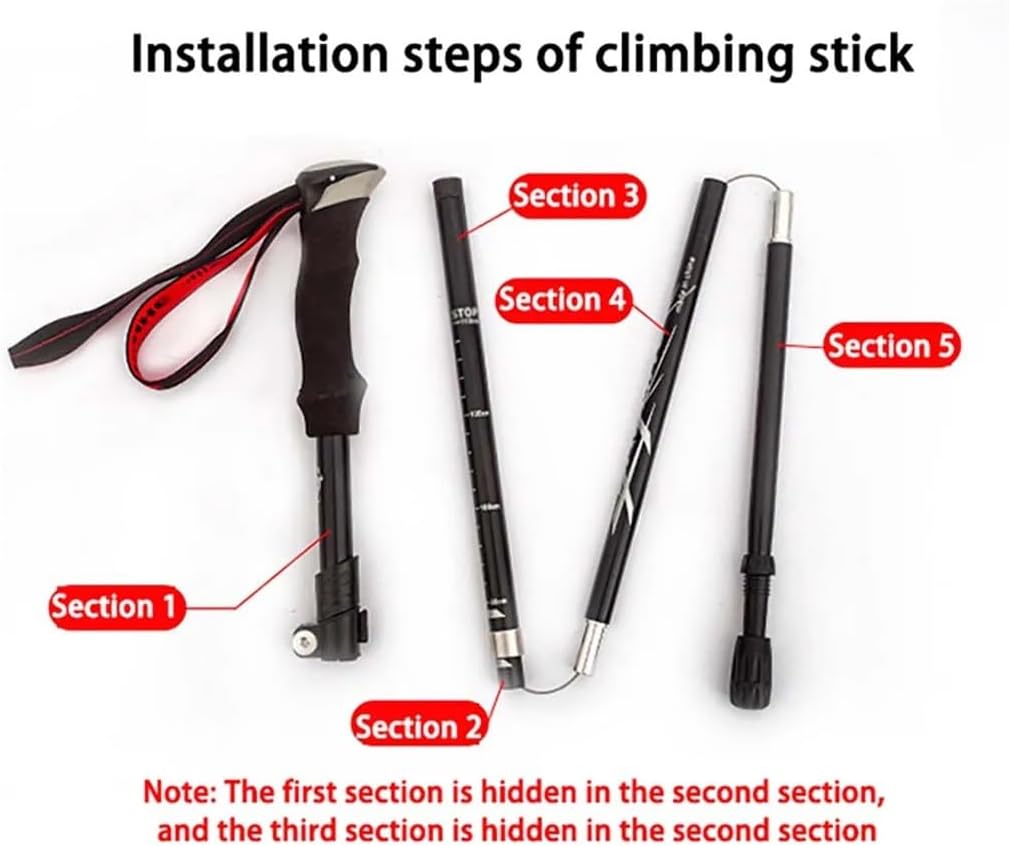 Trekking Pole Folding Multifunction Shock Alpenstocks Outdoor Hiking Climbing Cane