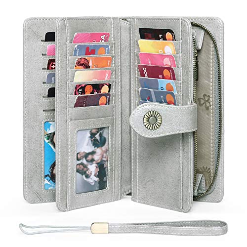 Image of FALAN MULE Wallets for Women Trifold Wristlet Wallets Large Capacity RFID Blocking Ladies Purse Credit Card Holder