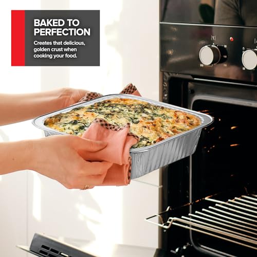 image for Stock Your Home Disposable Foil Pans with Lids (Set of 40) Heavy Duty 