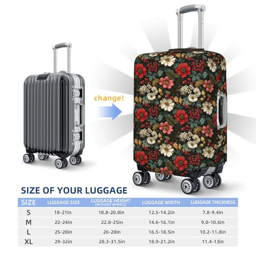 White Red Botanical Flowers Elastic Travel Luggage Covers Dustproof Scratch-Resistant Suitcase Protector Fit 22-24 Inch4