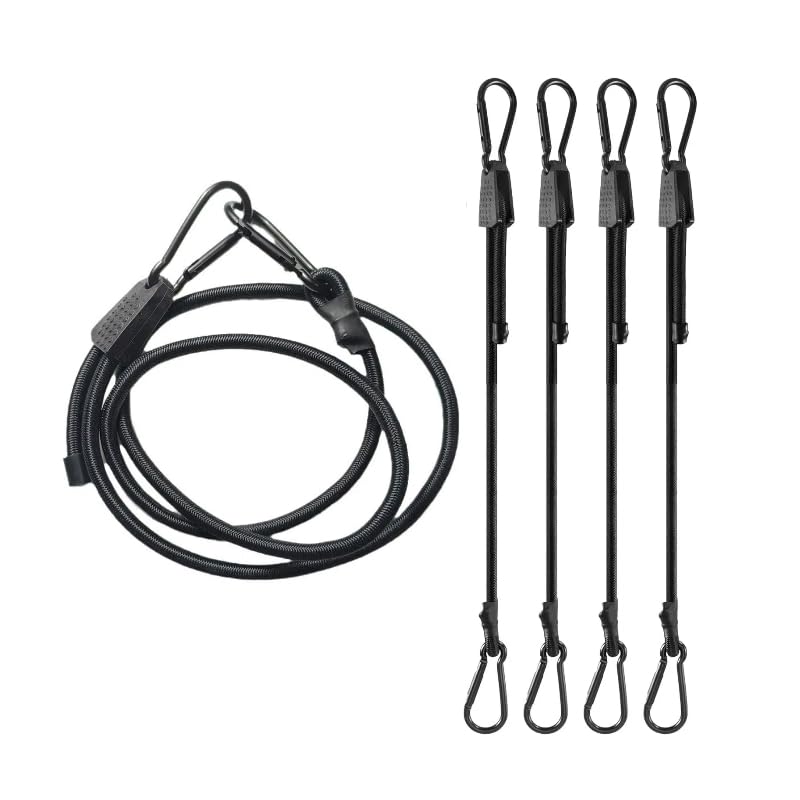 4本セット ゴムバンド 調節式 カラビナフック 自由伸縮 太さ8mm 荷締め ゴムロープ 荷台用固定ベルト 荷物固定 荷崩れ防止 自転車 バイク アウトドア キャンプ (1m×4本)