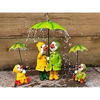 Garden Mile Duck with Umbrella Outdoor Garden Ornaments Novelty Sitting Standing Patio Decorations Novelty Figurines Statues Sculpture Waterproof Weatherproof