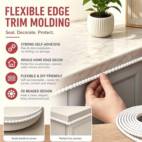 Moldura decorativa flexible e impermeable para bordes de azulejos y armarios 5