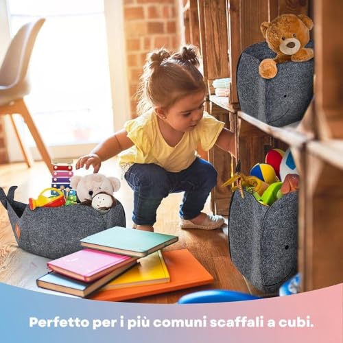 Swics® Aufbewahrungsbox Kinder | 30 L | Spielzeugkiste aus Filz | Perfekte Aufbewahrung für jedes Kallax Regal | faltbare Spielzeug Aufbewahrung für Jungen & Mädchen (Einzelbox) - 6